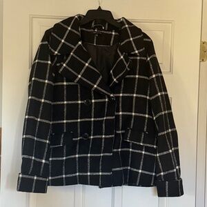 Larry Levine Black & White Peacoat with cuffed sleeve. Size Small. Worn Once